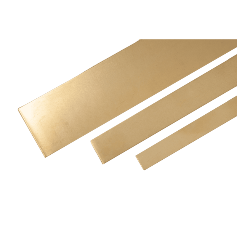 Brass flat bar 2.0401 CW614N sheet metal strips 20x0.5mm–90x6mm cut-to-size strips